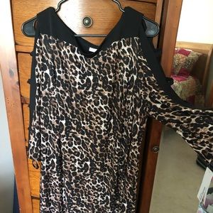 Cheetah Print Peek-A-Boo Sleeve Dress